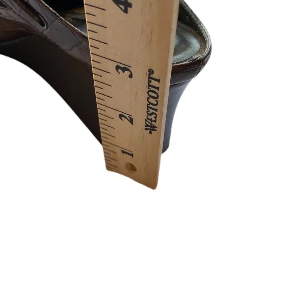 Vaneli Brown Suede & Leather Mule Wedges. Sz 7.5